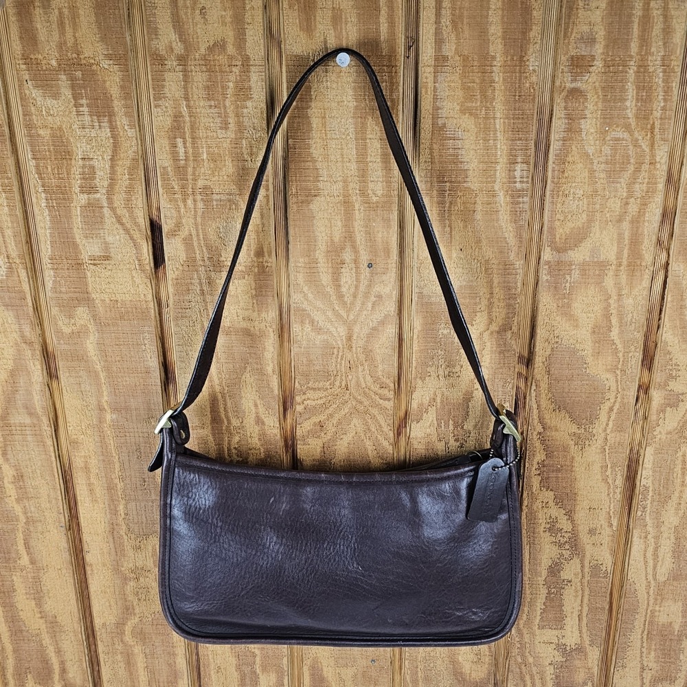 Vintage Coach Audrey 9071 Chocolate Brown Leather Shoulder Bag Handbag 90s
